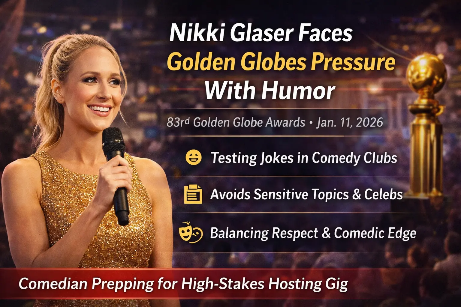 Nikki Glaser prepares for Golden Globes hosting